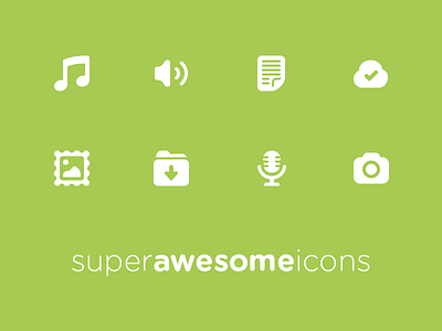 Super Awesome Icon V2 awesome camera cloud download folder frame glyphs icons microphone music note photo pictograms picture super tick volume
