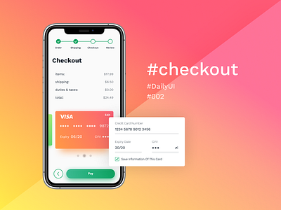 #DailyUI #002 — Checkout app checkout checkout form checkout page dailyui dailyui002 mobile ui ux