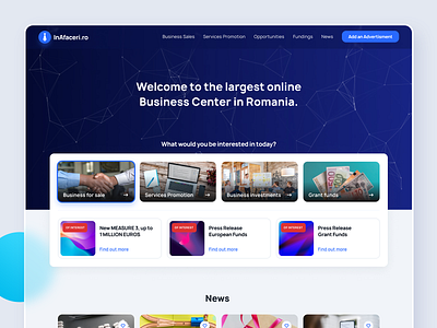 Business Center Website for Romanian Company business client homepage ui ux website
