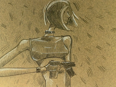 Sketch on neutral comic girl graphic novel gun super super hero women