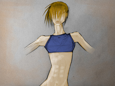 Working to Color; wip abs anatomy colorization female girl illustration muscle women
