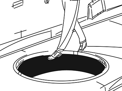 Man-Hole Man black and white business man hole illustrator line man hole walking