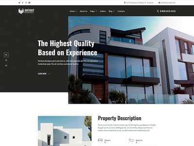Antant - Real Estate Agency WordPress Theme agency apartment apartment complex architecture brokers building house project property real estate realtor realty rental single property single property sale