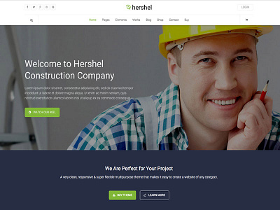 Hershel - Construction WordPress Home Page building clean style construction hershel seo optimized services theme web design wordpress wordpress theme wp template