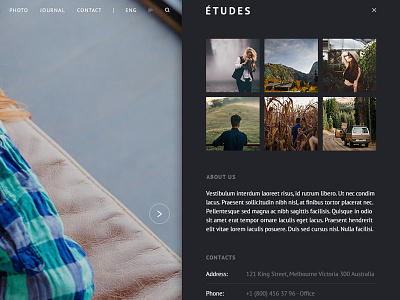 Etudes - Side Navigation in Photo Site design concept photo photo site photographers site photography side navigation