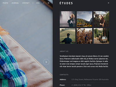 Etudes - Side Navigation in Photo Site