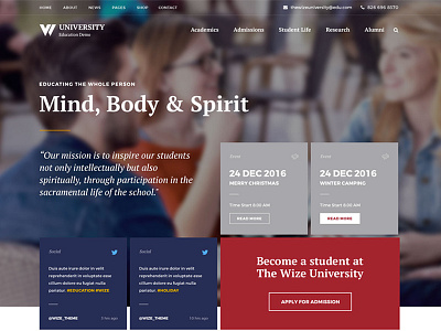 Wize Education Home Page Design design education home page concept psd students university web design wordpress