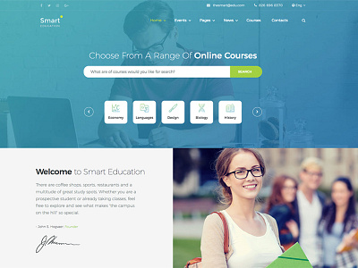 Smart Education Website Template classes college course courses educational elearning html learning online courses school seminar tutorials