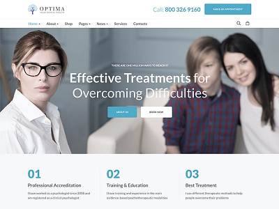 Optima - Psychologist Psychology Center Wordpress Theme