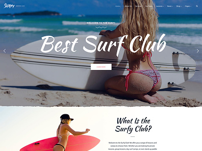 Surfy - For Surf School Lessons And Surf Clubs Wordpress Theme