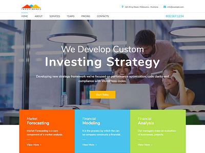 Investments One Page Website Template accountant accounting agency business clean corporate financial financial services funds investment portfolio seo startup venture capital