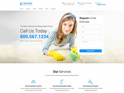 Carpet Cleaning Services One Page Website Template carpet carpet cleaning cleaning company cleaning service cleaning services html one page template single page template website template