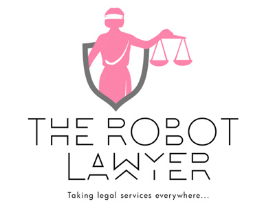 The Robot Lawyer brand design law legal service logo