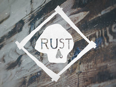 Rust calligraphy illustration logo rust skull typography