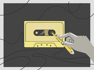 Blackformat Cassette cassette hand illustration linear mixtape music strokes vector