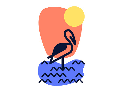 Crane bird crane design flat illustration line graphic vector