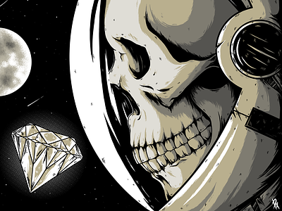 Dead Space astronaut design dribbble illustration skull space stars