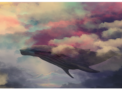 Cloudwhale clouds concept digitalart digitalpainting illustration whale