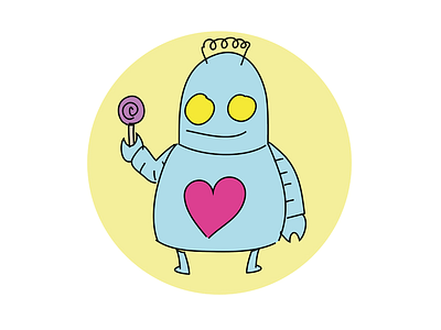 Robolove comic digitalart illustration lollipop love robot