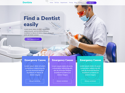 Dentist landing page design ui web