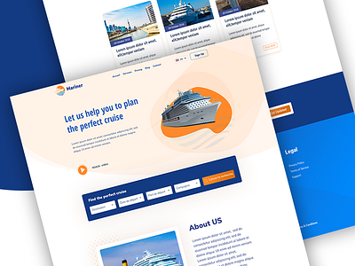 Mariner Landing page booking cruise design flat holiday reservation travel travel app ui web