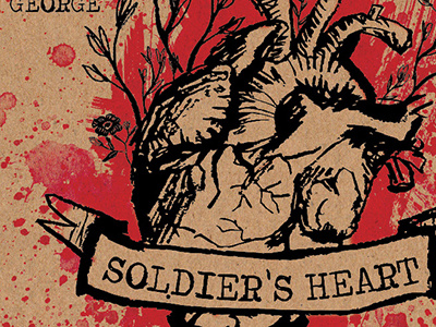 Soldier's Heart cd covers charcoal illustration red sloppy splatters texture