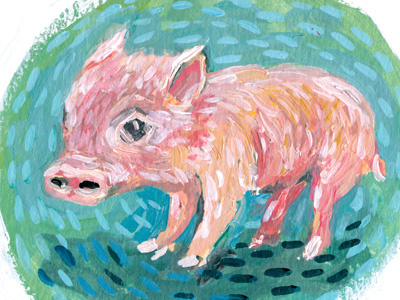 Piglet! animal baby cute painting pink