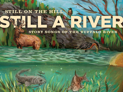 Still A River animals illustration nature painting