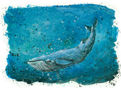 Whale animal illustration ocean painting whale