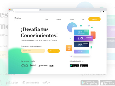 HappyApp app design dashboard design games gamification illustration landing page typography ui guide ui pack ux web