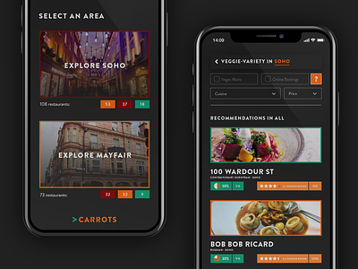 More Than Carrots App on iPhone X app app design app wireframe food and drink iphone iphone app iphone application iphone x iphoneapp restaurant app search app wireframe