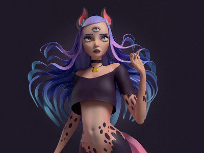 Purple Girl 3d cinema 4d modeling sculpting zbrush