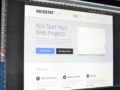 KICKSTRT download flat interface kit medialoot minimal psd tagline ui