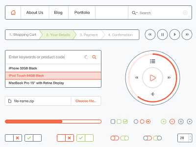 Flat Outlined UI Kit