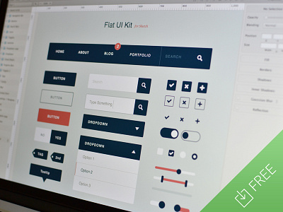 Flat Ui Kit for Sketch flat free freebie kit sketch ui