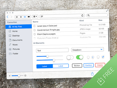 Ios 7 Style Mac App Ui Kit apple flat free freebie ios7 kit mac ui