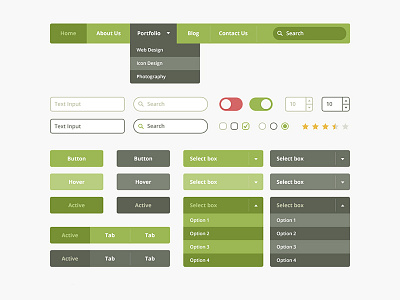 Organic Flat Ui Kit button dropdown flat mobile organic rounded search tabs toggle ui