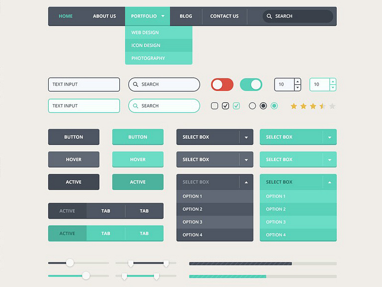 Contemporary Flat UI Kit by Medialoot on Dribbble