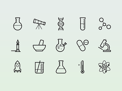 Science Icons biology chemistry flat geek icon icons physics science thin ui vector web