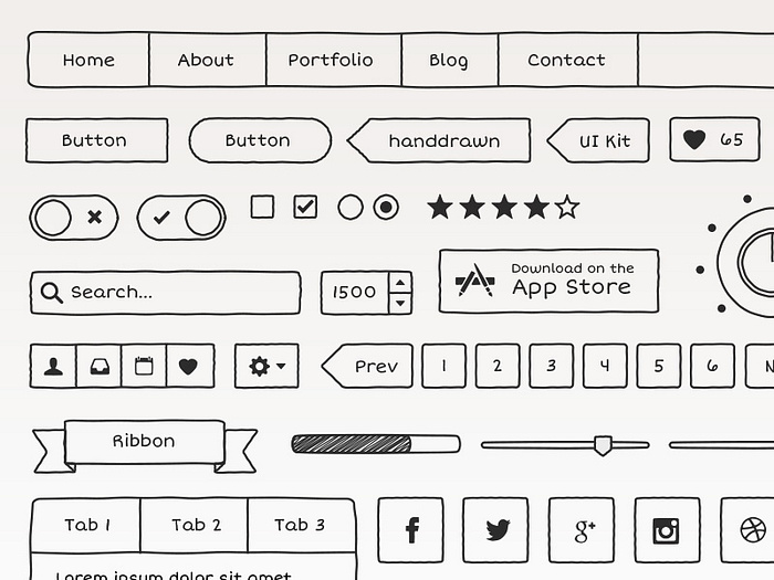 Hand Drawn UI Kit by Medialoot on Dribbble