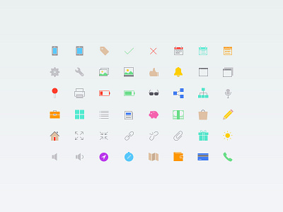 Colorized Ultra Thin Vector Icons color colorful icon icons ios7 set thin ui vector