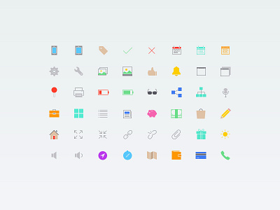 Colorized Ultra Thin Vector Icons