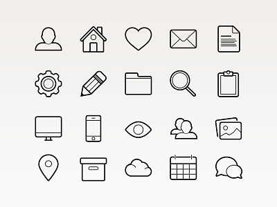 Basic Vector Icons basic flat icons outlined strokes technology ui vector web