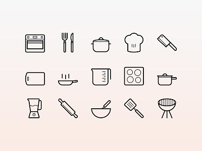 Cooking Icons baking blender cooking flat icon icons kitchen minimal outlined oven spatula utensils