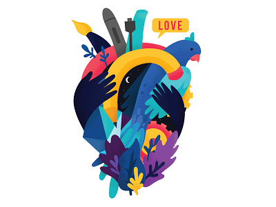Love art illustration adobe illustrator art bird branding brush design digital art flat graphic heart hearts illustration illustration art love poster poster art vector
