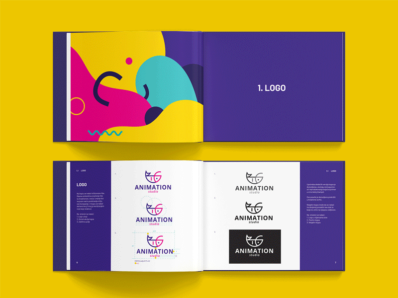 Animation studio brand guidelines | all pages inside adobe illustrator animation brand book brand design brand identity branding branding agency branding design design flat gif gif animation graphic logo logo design logo guide logotype minimal minimalistic visual style guide