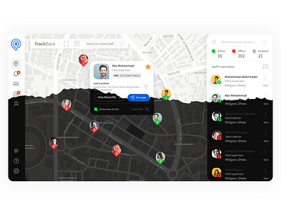 Staff Location Tracking System - Dashboard Re-Design dark dashboard figma light track ui ux vector