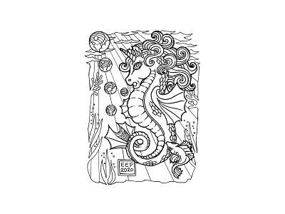 seahorseuni art illustration ink