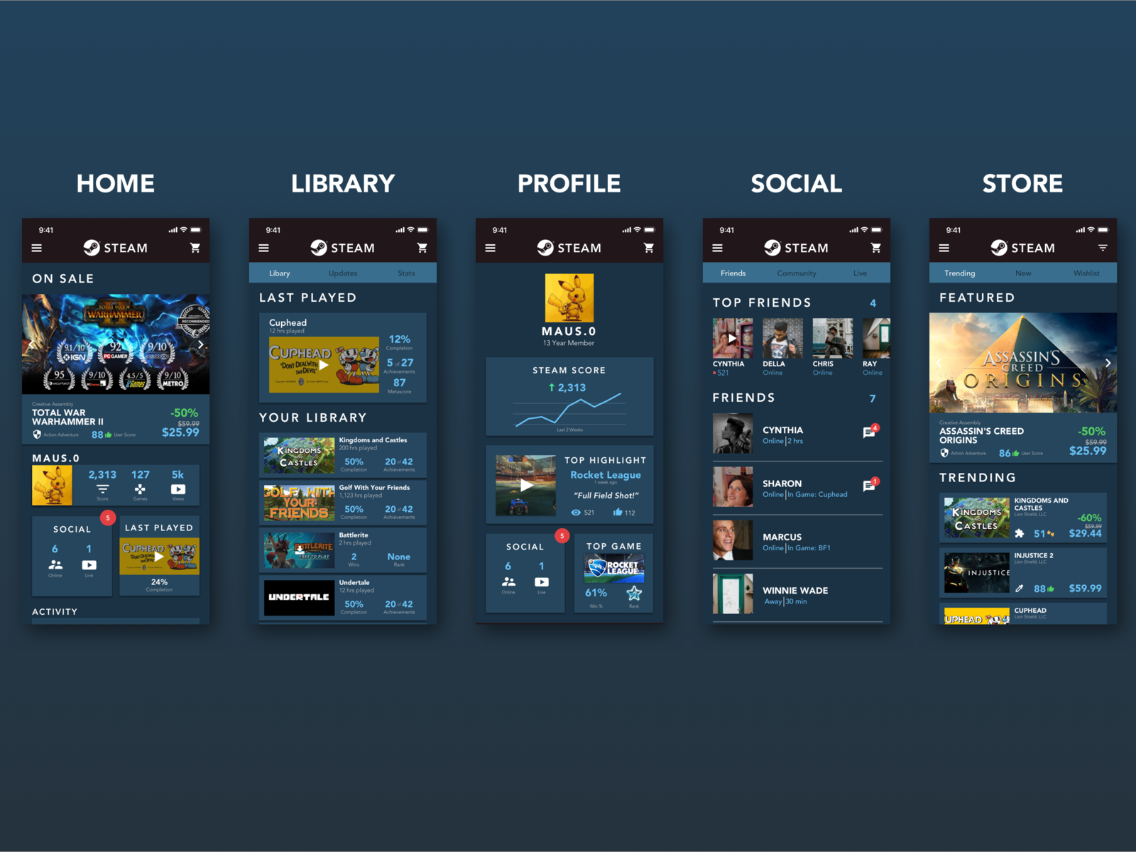 Steam.design app mockup by Rajath R on Dribbble