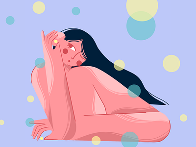 Girl in bubbles bright first shot flat flat illustration girl illustration illustrator naked